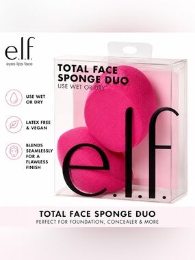 e.l.f. Total Face Sponge Set of 2 Duo - Deep Pink